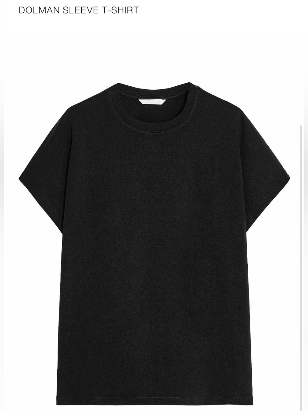 Zara Black Dolman Sleeve T-Shirt Sz S